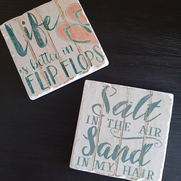 Cute bundle of two summery stone coasters/signs - Picture 2 of 4
